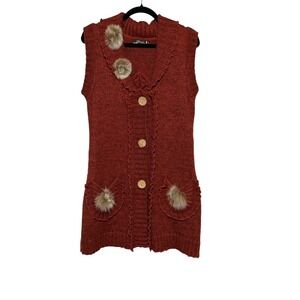 Bacci Cottagecore Wool Blend Knit Vest Womens Size S Boho Folkcore Whimsical